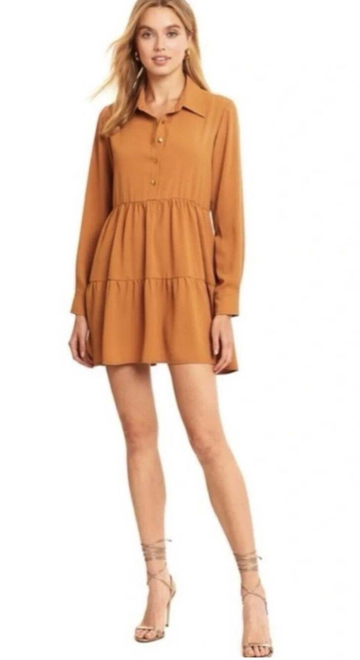 Amanda Uprichard Pierre Mini Dress Women's Medium Pecan Preppy Coquette